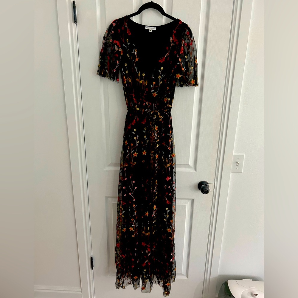 BalticBorn Marseille Embossed Maxi Dress | Black Multi Floral